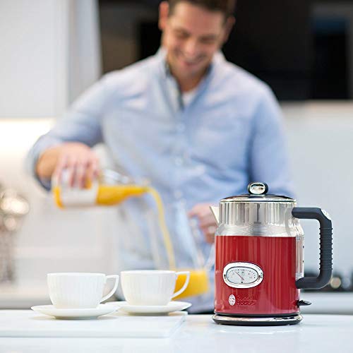 Russell Hobbs Retro - Hervidor de Agua Eléctrico (1,7 litros, Acero Inoxidable, 2400 W, Rojo) - ref. 21670-70 Russell Hobbs Retro - Hervidor de Agua Eléctrico (1,7 litros, Acero Inoxidable, 2400 W, Rojo) - ref. 21670-70