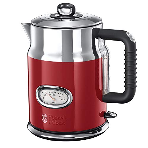 Russell Hobbs Retro - Hervidor de Agua Eléctrico (1,7 litros, Acero Inoxidable, 2400 W, Rojo) - ref. 21670-70 Russell Hobbs Retro - Hervidor de Agua Eléctrico (1,7 litros, Acero Inoxidable, 2400 W, Rojo) - ref. 21670-70