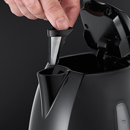Russell Hobbs Textures - (Hervidor de Agua Eléctrico, 2400 W, 1.7 L, Plástico Alto Brillo, sin BPA, Negro) ref. 22591-70 Russell Hobbs Textures - (Hervidor de Agua Eléctrico, 2400 W, 1.7 L, Plástico Alto Brillo, sin BPA, Negro) ref. 22591-70