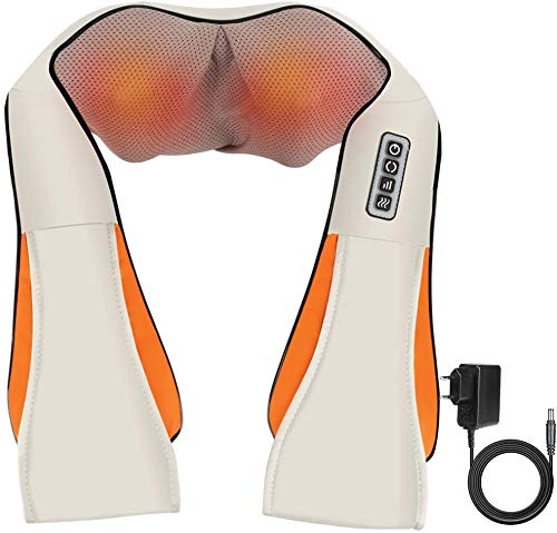 RW-Masajeador Eléctrico Cervical Espalda Cuello Hombros Electromagnético Función de Calor,Masaje de Rotación 3D,3 Niveles de Intensidad Ajustables,Relajar los Músculos,Alivia el Dolor Contracturas.