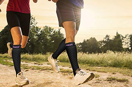 Rwest X Calcetines de compresión Medias de compresión para Hombres y Mujeres, Deporte, Trotar, Correr, Volar, Viajar, varicosas，Embarazo y médicos, Aumentar la circulación sanguínea, la regeneración…