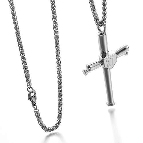 RWQIAN Collar Hombre Número 00-99 Colgante Cruz Acero Inoxidable Decoración Softbol Juvenil Aficionado Los Deportes Regalo Personalizado RWQIAN Collar Hombre Número 00-99 Colgante Cruz Acero Inoxidable Decoración Softbol Juvenil Aficionado Los Deportes Regalo Personalizado
