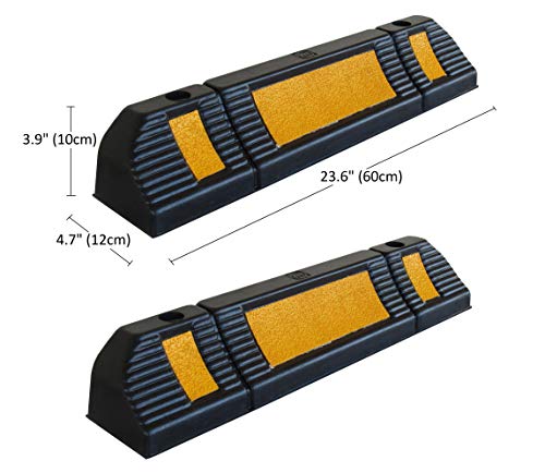 RWS-225x2 Tope para rueda de goma para estacionar en estacionamientos comerciales y domésticos y garajes privados, de color negro-amarillo, dimensiones 60x12x10 cm (paquete de 2)