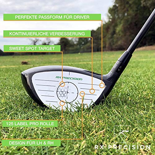 RX PRECISION - Cinta de impacto de hierro y driver de golf - 250 etiquetas/etiquetas 125x hierro/125x driver/holzer - Para LH & RH - facetape - Análisis de punto dulce - Entrenador de swing