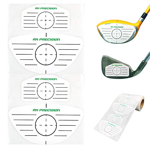 RX PRECISION - Cinta de impacto de hierro y driver de golf - 250 etiquetas/etiquetas 125x hierro/125x driver/holzer - Para LH & RH - facetape - Análisis de punto dulce - Entrenador de swing