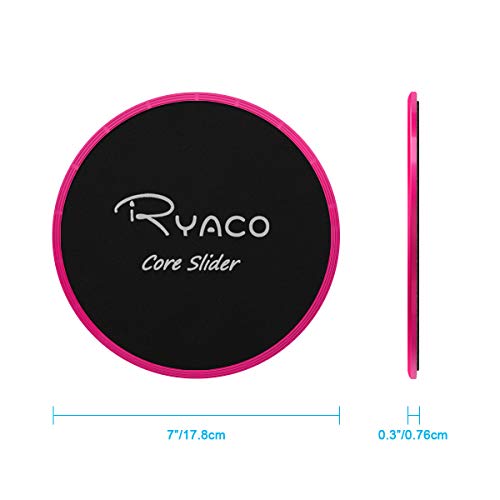 Ryaco 2X Discos Deslizantes para Fitness Abdominales con Bolsa de Transporte –Discos Doble Cara Deslizantes para Hogar, Yoga, Fitness, Pilates, Ejercicios de Cuerpo – Moquetas y Solería (Magenta)