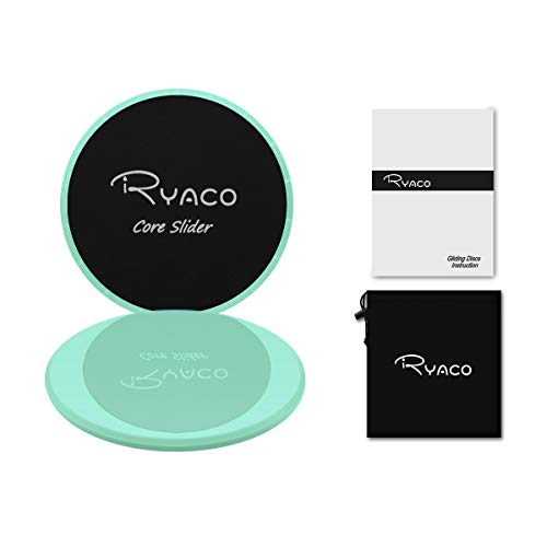 Ryaco 2X Discos Deslizantes para Fitness Abdominales con Bolsa de Transporte –Discos Doble Cara Deslizantes para Hogar, Yoga, Fitness, Pilates, Ejercicios de Cuerpo – Moquetas y Solería (Menta Verde)