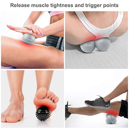 RYACO Bolas de masaje set de 4 bolas, con pinchos, bola de lacrosse, bola de cacahuete para terapia de puntos de activación muscular, liberación miofascial, fascitis plantar (4pcs) RYACO Bolas de masaje set de 4 bolas, con pinchos, bola de lacrosse, bola de cacahuete para terapia de puntos de activación muscular, liberación miofascial, fascitis plantar (4pcs)