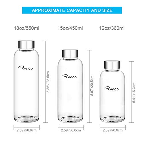 Ryaco Botella de Agua Cristal 550ml, Botella de Agua Reutilizable 18 oz, Sin BPA Antideslizante Protección Neopreno Llevar Manga y Cepillo de Esponja (Foglia BLU) Ryaco Botella de Agua Cristal 550ml, Botella de Agua Reutilizable 18 oz, Sin BPA Antideslizante Protección Neopreno Llevar Manga y Cepillo de Esponja (Foglia BLU)