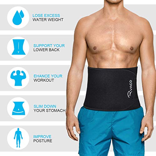 Ryaco Faja Reductora Adelgazante, Abdominal Cintura Adelgazante para Hombre y Mujer Adjustable Faja Lumbar de Trabajo Deportiva Acelerar la Pérdida de Peso, la Quema de Grasas, Efecto Sauna (M)