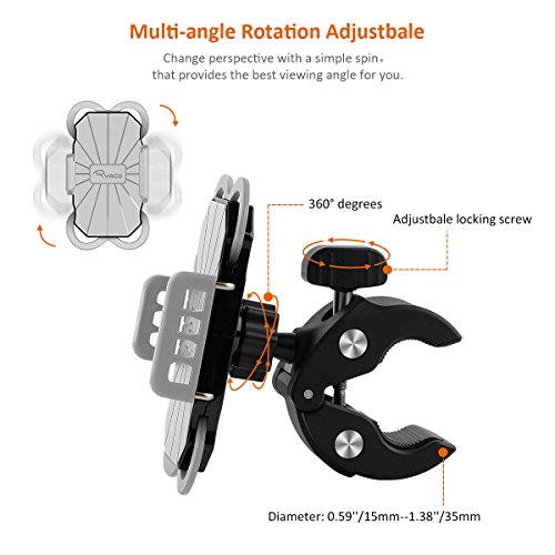 Ryaco Soporte de Móvil Deportiva para Bicicletas y Motos, Anti Vibración Soporte Móvil Bicicleta Universal con 360 Rotación para iPhone, Samsung Galaxy, LG, HTC, Motorola, GPS y Otros Dispositivos