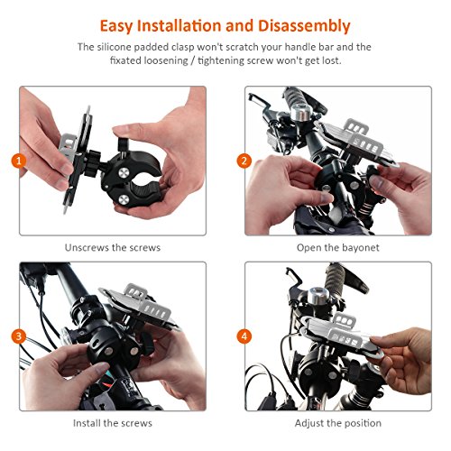 Ryaco Soporte de Móvil Deportiva para Bicicletas y Motos, Anti Vibración Soporte Móvil Bicicleta Universal con 360 Rotación para iPhone, Samsung Galaxy, LG, HTC, Motorola, GPS y Otros Dispositivos Ryaco Soporte de Móvil Deportiva para Bicicletas y Motos, Anti Vibración Soporte Móvil Bicicleta Universal con 360 Rotación para iPhone, Samsung Galaxy, LG, HTC, Motorola, GPS y Otros Dispositivos