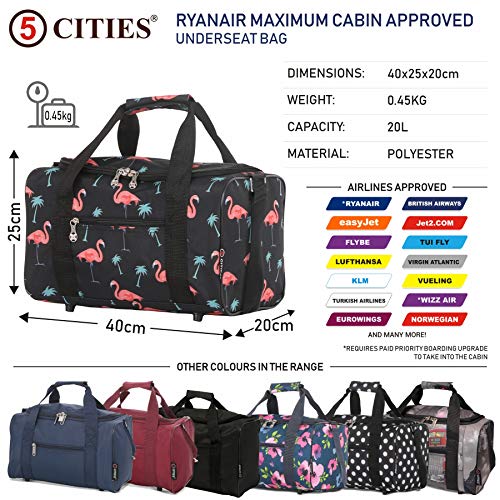 Ryanair 20L Tamaño máximo de Equipaje de Mano 40x25x20cm Bolsa de Equipaje, Flamencos Negros