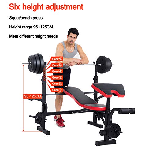 RYSB Banco De Pesas Multifuncion,Disminución De Inclinación Plana Altura Ajustable Banco De Peso con Estante,Bancos Mancuerna Equipo De Gimnasio En Casa-Estándar 145x125x105cm(57x49x41inch) RYSB Banco De Pesas Multifuncion,Disminución De Inclinación Plana Altura Ajustable Banco De Peso con Estante,Bancos Mancuerna Equipo De Gimnasio En Casa-Estándar 145x125x105cm(57x49x41inch)