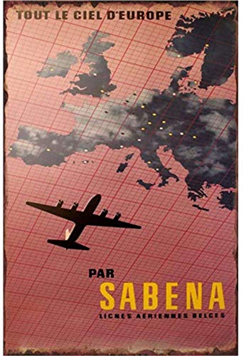 S-Abena - Placa de metal nostálgica para decoración de pared, diseño de aviones de estilo vintage, ideal para colgar 20 x 30 cm