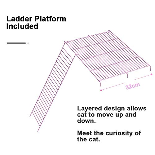 S-Lifeeling Jaula para gatos Creat Kennel de 3 niveles para gatos y gatos, jaula de metal plegable (rosa)