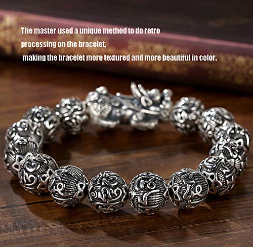 S925 Brazaletes de brazaletes para Hombres y Mujeres de Plata esterlina Pulseras, Personalidad dominante Hipster Estilo Retro Objetos de Recuerdo.-63g