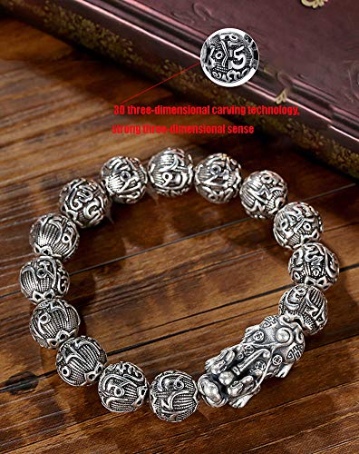 S925 Brazaletes de brazaletes para Hombres y Mujeres de Plata esterlina Pulseras, Personalidad dominante Hipster Estilo Retro Objetos de Recuerdo.-63g