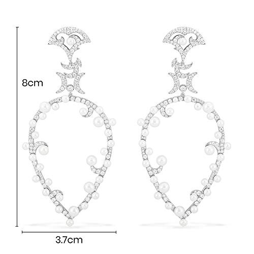 S925 plata de ley micro incrustaciones de diamantes de cristal Una versión casera pendientes de perlas en forma de pera temperamento diosa mujer-plata_925 plata