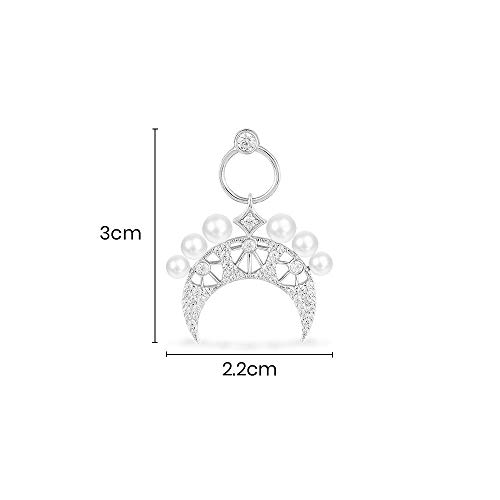 S925 plata de ley micro incrustaciones de diamantes de cristal Una versión casera pendientes de perlas lunares temperamento simple mujer-plata_925 plata