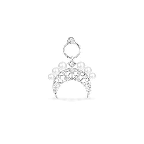 S925 plata de ley micro incrustaciones de diamantes de cristal Una versión casera pendientes de perlas lunares temperamento simple mujer-plata_925 plata