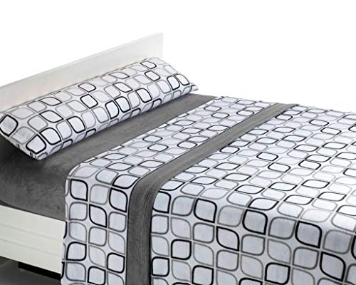 SABANALIA Juego de sábanas de coralina Spring - Gris, Cama 150 SABANALIA Juego de sábanas de coralina Spring - Gris, Cama 150