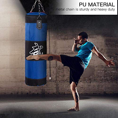 Saco de arena de boxeo Saco de arena pesado Sacos de arena con cadena de hierro y gancho de expansión para vendas de manos Kickboxing Muay Thai Training Fitness(80cm)