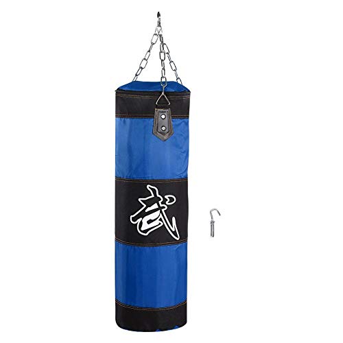 Saco de arena de boxeo Saco de arena pesado Sacos de arena con cadena de hierro y gancho de expansión para vendas de manos Kickboxing Muay Thai Training Fitness(80cm)