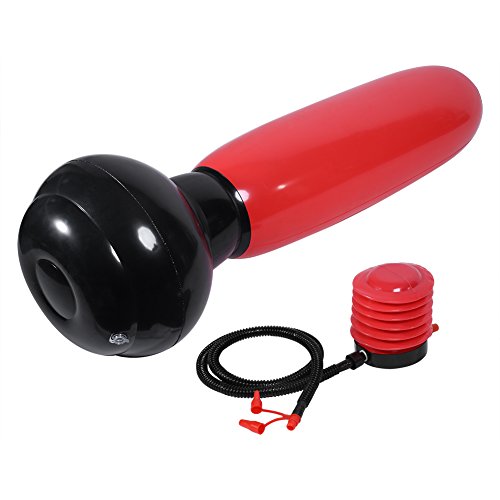 Saco de Boxeo con Base de Agua con Bomba Saco de estrés Inflable de 150 cm Rojo y Negro