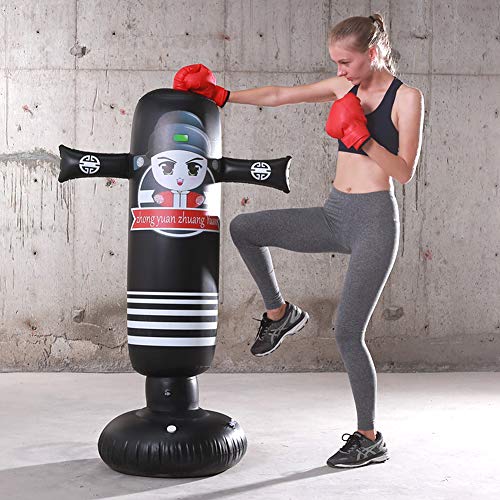 Saco de Boxeo Independiente, Saco de Arena de Boxeo Inflable, Entrenamiento de Alivio de Presión Para Adultos, Entrenamiento de Fitness(Black) Saco de Boxeo Independiente, Saco de Arena de Boxeo Inflable, Entrenamiento de Alivio de Presión Para Adultos, Entrenamiento de Fitness(Black)