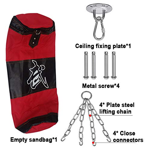 Saco de Boxeo - JanTeelGO Boxing Bag SIN LLENAR con Cadena Saco Boxeo Adulto con Gancho de Techo para agarrar | MMA | Kickboxing | Muay Thai | BJJ | Kárate (Rojo, 100 x 30 cm) Saco de Boxeo - JanTeelGO Boxing Bag SIN LLENAR con Cadena Saco Boxeo Adulto con Gancho de Techo para agarrar | MMA | Kickboxing | Muay Thai | BJJ | Kárate (Rojo, 100 x 30 cm)
