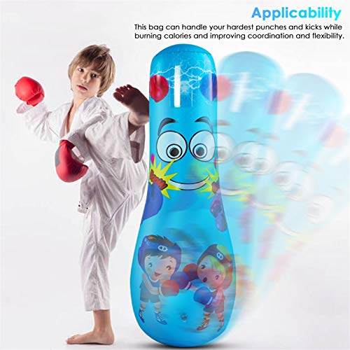 Saco de boxeo para niños, plegable y portátil, vaso vertical inflable de PVC para ventilar su ira contra la bolsa de boxeo para niños de 6 a 12 años
