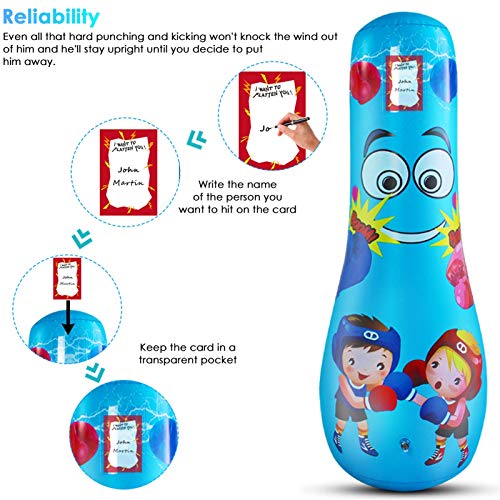 Saco de boxeo para niños, plegable y portátil, vaso vertical inflable de PVC para ventilar su ira contra la bolsa de boxeo para niños de 6 a 12 años Saco de boxeo para niños, plegable y portátil, vaso vertical inflable de PVC para ventilar su ira contra la bolsa de boxeo para niños de 6 a 12 años