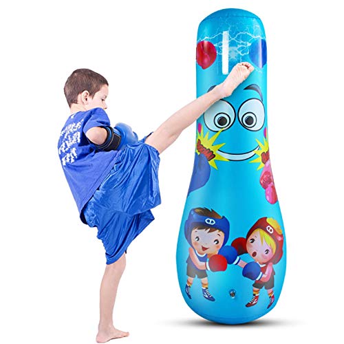 Saco de boxeo para niños, plegable y portátil, vaso vertical inflable de PVC para ventilar su ira contra la bolsa de boxeo para niños de 6 a 12 años