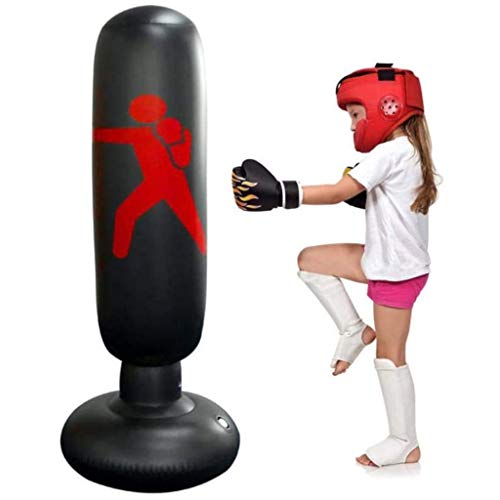 Saco de Boxeo,Sacchi da boxe, Punch Bag aptitud,Columna con patas ponche bolsa inflable Vaso arena pesada bolsa de boxeo Deber fuerte Ejercicio alivio de tensión con la bomba de aire del pie Saco de B