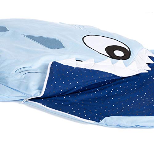 Saco de dormir para niños hecho de mamelucos de algodón para niños y niñas 85 x 70 x 6 cm - bolsa de invierno tiburón y mochila de paseo para niños pequeños