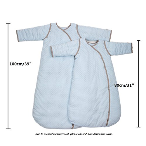 Saco de Dormir Todo el año 3 TOG Mangas Extraíbles - Niñito Sacos para Dormir 12-36 Meses,Azul