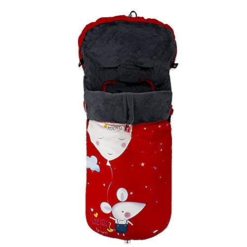 Saco de Silla de Paseo UNIVERSAL-INVIERNO-IMPERMEABLE (ratita rojo)