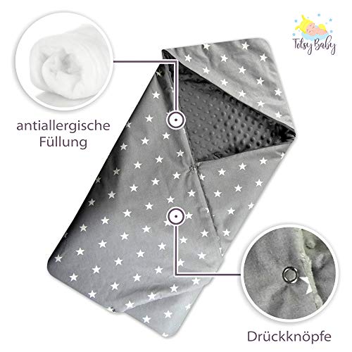 Saco para Capazo invierno, arrullo Bebe - Saco Carro bebé, sacos universal para capazo Cochecito, Manta de Minky gris con estrellas Saco para Capazo invierno, arrullo Bebe - Saco Carro bebé, sacos universal para capazo Cochecito, Manta de Minky gris con estrellas