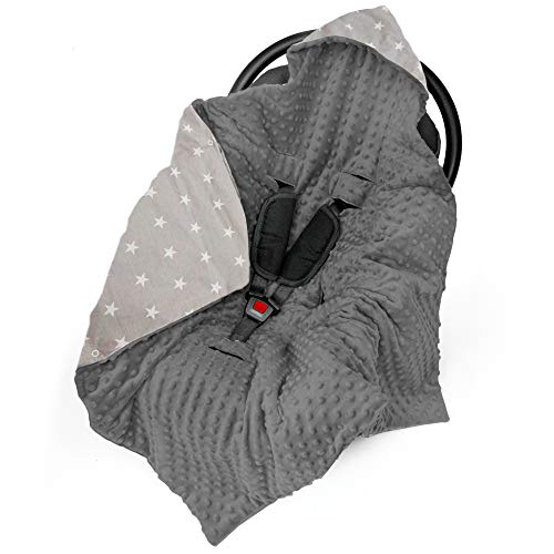 Saco para Capazo invierno, arrullo Bebe - Saco Carro bebé, sacos universal para capazo Cochecito, Manta de Minky gris con estrellas Saco para Capazo invierno, arrullo Bebe - Saco Carro bebé, sacos universal para capazo Cochecito, Manta de Minky gris con estrellas