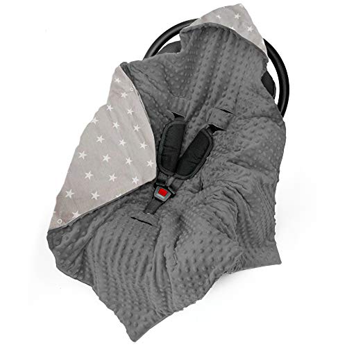 Saco para Capazo invierno, arrullo Bebe - Saco Carro bebé, sacos universal para capazo Cochecito, Manta de Minky gris con estrellas