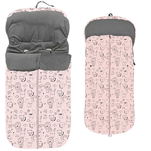 Saco Silla Paseo Universal Polar color rosa (Animalitos rosa)