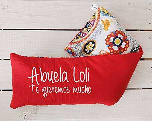 Saco térmico de semillas personalizado"tela estampada". Conocido como cojín térmico. Un producto 100% natural. Rellenos de semillas de trigo y hierbas aromáticas. Regalo original y hecho a mano