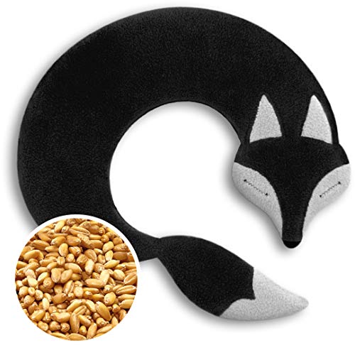 SACO TÉRMICO Leschi de semillas para microondas/para la tensión cervical/Animal: Zorro Noah, negro