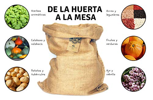 Sacos Grandes de Yute 100% Natural - Pack 2 Bolsas Ecológicas. Organizador Rústico, 58x42 cm