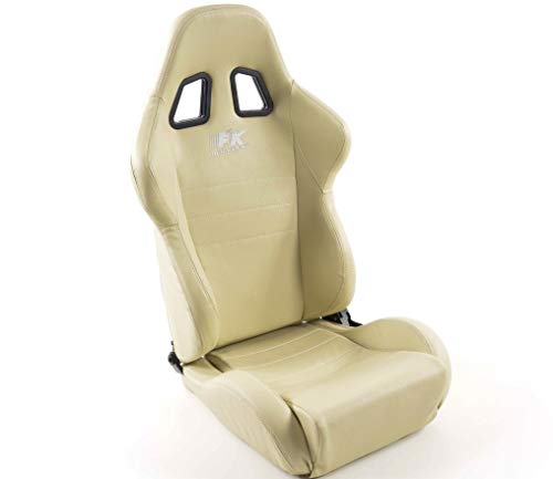 Sacramento - Juego de asientos ergonómicos (piel sintética, costuras en color beis), color blanco