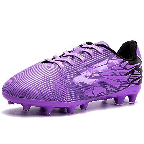 Saekeke Zapatillas de Fútbol Niña Botas de Fútbol Niños Corte bajo FG/AG Aire Libre Atletismo Botas de Fútbol para Niño TF Zapatos de Fútbol Morado Unisex EU 37