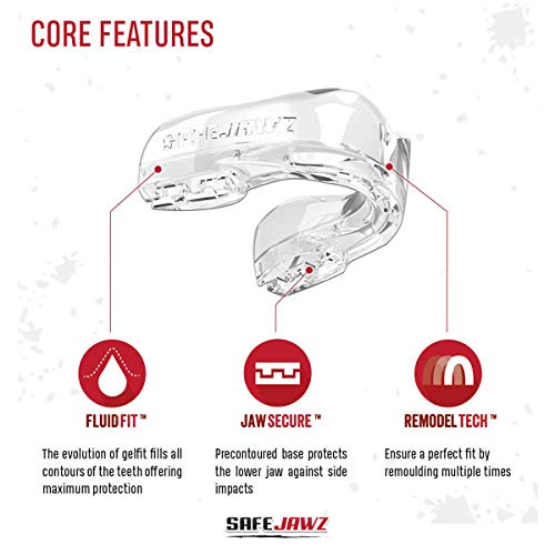 SAFEJAWZ Protector bucal Adultos y niños para Todos los Deportes de Contacto, incluidos Rugby, MMA, Artes Marciales de Kickboxing, Judo, Hockey y Boxeo (Adulto (12+ Años), Transparente) SAFEJAWZ Protector bucal Adultos y niños para Todos los Deportes de Contacto, incluidos Rugby, MMA, Artes Marciales de Kickboxing, Judo, Hockey y Boxeo (Adulto (12+ Años), Transparente)