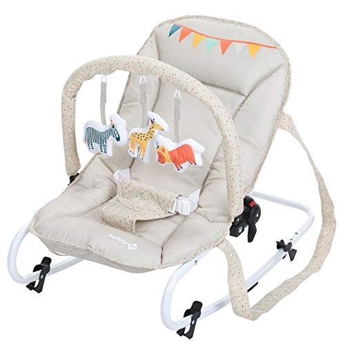 Safety 1st Koala Gandulita reclinable para bebé con funcion mecedora, Hamaca con arco de juego, ligera y compacta, color happy Day