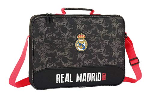 Safta Real Madrid - Cartera Extraescolares, Negro, 38 cm